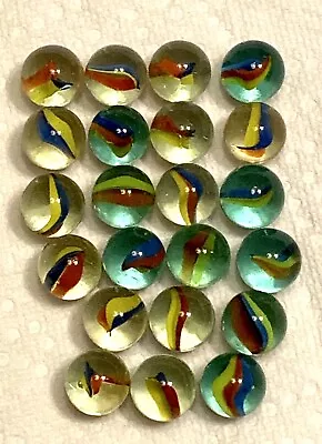 Glass Marbles Vintage Cats Eye Shooters Mixed Colors 5/8 Blue Yellow Red 28 Lot • $15.94