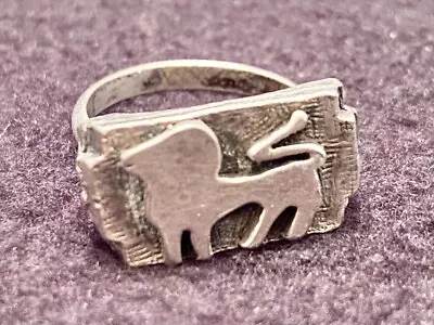 Vintage .925 STERLING SILVER LION SIGNET RING-Unisex-Adjustable-UNIQUE! • $32.99