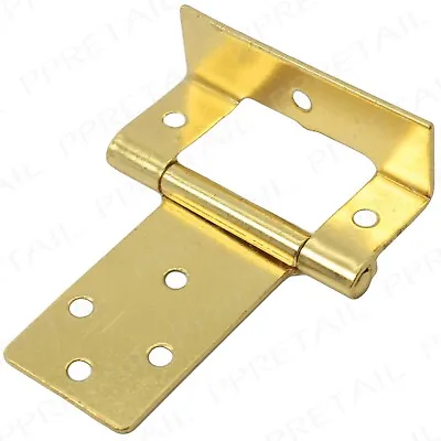 10x BRASS CRANKED FLUSH HINGES Fits 15-16mm Door Thickness Cupboard/Cabinet Set • £9.67