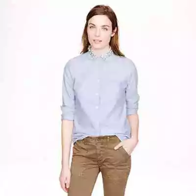 J. Crew | Jeweled Peter Pan Oxford Shirt In Blue • $30