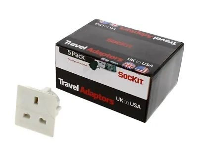 Pack Of 5 Uk To USA Canada Mexico Japan Flat Pin Travel Adaptors Plugs Inc Bag • £9.95