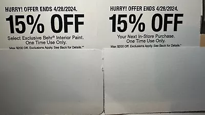 HOME DEPOT: 15% Off Purchase In-Store MAX $200 + 15% Off Behr Paint Exp 4/28/24 • $39.99