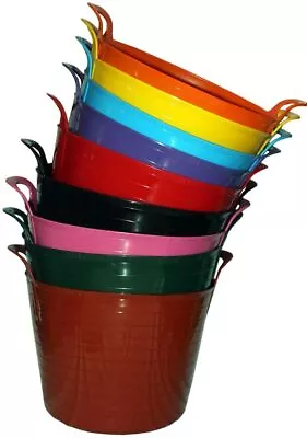 15L 26L 42L LARGE FLEXI Tubs Flexible Colour Bucket For Storage Garden Pet Food • £6.99