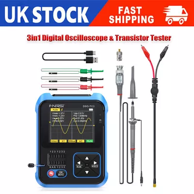 3 In 1 FNIRSI DSO-TC3 Digital Oscilloscope 500kMHz Transistor Tester PWM Adapter • £48.35