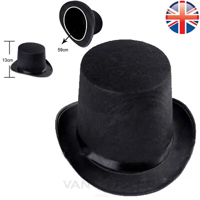 Medium Size Black Top Hat Kid Adult Fancy Dress Magician Mad Hatter Victorian • £3.88