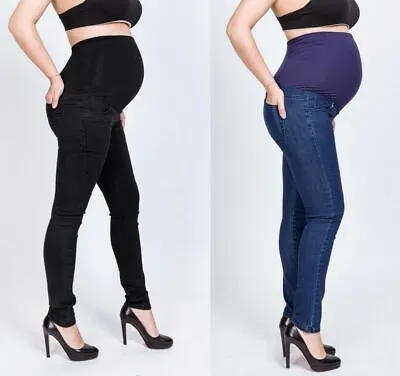 Pregnancy Jeggings Maternity Over Bump Pants Stretch Soft Denim Jeans UK 8-18 • £15.59