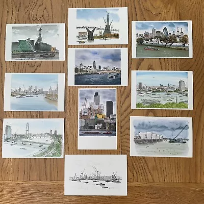 Set Of 10 David Gentleman London Art Postcards  •Architecture Landmarks  -New • £14.99