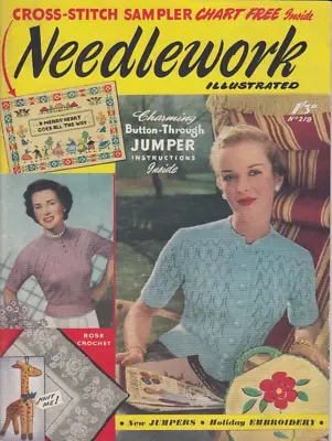 1950's NEEDLEWORK ILLUSTRATED MAGAZINE No 219~COMPLETE WITH CROSS STITCH CHART • £4.25