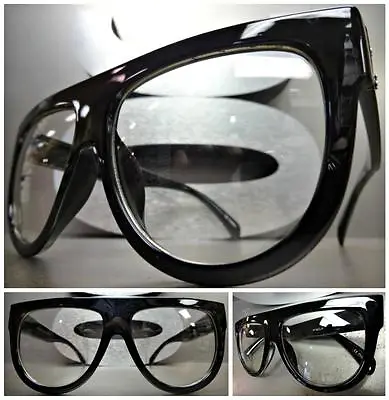OVERSIZED CLASSIC VINTAGE RETRO Style Clear Lens EYE GLASSES Thick Black Frame • $14.99