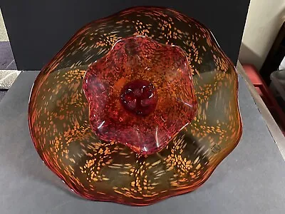 Viz Handblown Decorative Glass Blooming Flower Wall Art-Red • $495