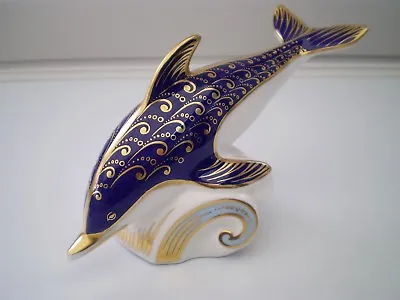 £65 • Buy Royal Crown Derby : Paperweight : Blue Dolphin : Marine Wildlife : England 