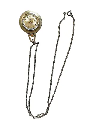 Vtg Sheffield Wind Up Watch Pendant Necklace Teardrop Open Link Chain Swiss Made • $39.99