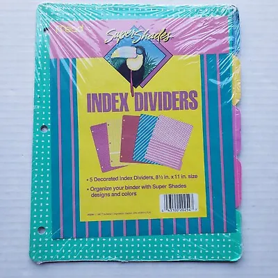 Vintage 1987 Mead Toucan Super Shades Pastel Decorated Index Dividers 5 Pack New • $19.54