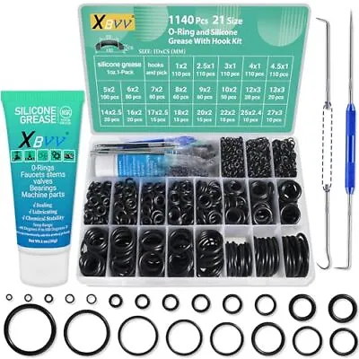 3in1 O-Ring Assortment Kit W/Silicone Grease & Pick Hook Plumbing/Air/Gas 1140Pc • $20.45