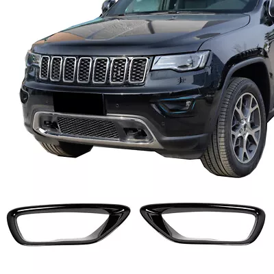 Black Front Fog Light Cover Lamp Frame Trim For Jeep Grand Cherokee 2018-20 ABS • $39.59