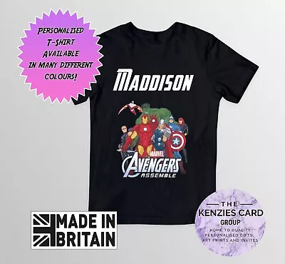 Marvel Superheroes Avengers Personalised Birthday T-shirt Any Name V1 • £9.70