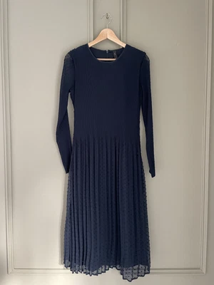 £15 • Buy YAS Plisse Jacquard Maxi Dress Navy Blue XS