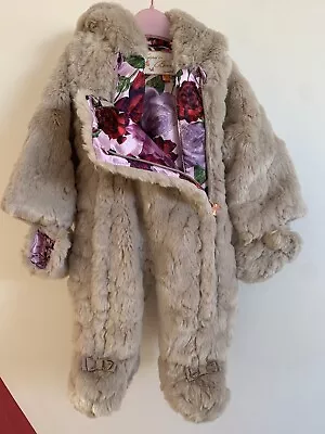 🎀Baby Girls Ted Baker 0-3 Months Fur Pram Suit Snowsuit With Mittens🌹EUC • £8.99