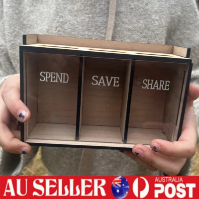 Wooden Piggy Bank Funny Letter/Guitar Coin Saving Money Box Gift For Kids Adults • $18.99