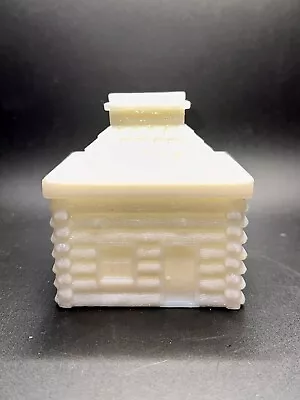 Westmoreland Milk Glass Schoolhouse Cabin Mustard Jar Bank • $45