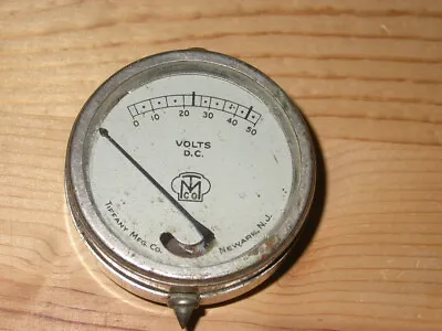 Vintage 1920s Auto Dash Gauge VOLTS D.C. ** Tiffany MFG. Co. Newark N.J. ** 0-50 • $15