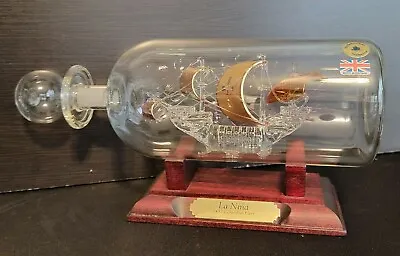 Mayflower Glass Sculpture England Rare/Unique THE NINA Ship In A Bottle+Base • $79.95