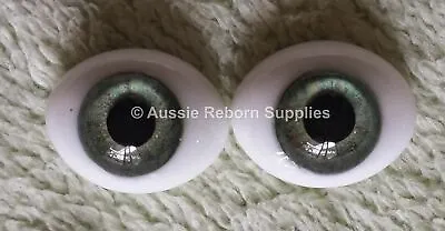 16mm Meadow Green  Oval Glass Eyes Reborn Baby Doll Making Supplies • $19.95