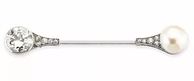 3ct Round CZ & Cultured Pearl Lapel Pin For Men Formal Accessory 925 SS Bijoux • $193.70