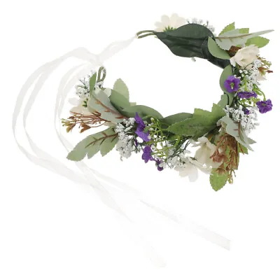  Flower Leaf Hair Bridal Floral Headdress Headband Wreath Girl Headgear Bride • £10.98