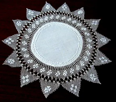 Victorian Doily Maltese Knotted Lace Extremely Fine Thread Linen Maltese Crosses • £48.25