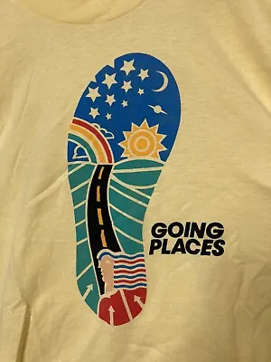 Going Places T Shirt Vintage 80s Running Walking Rainbow Made In USA Size Large • $6.99