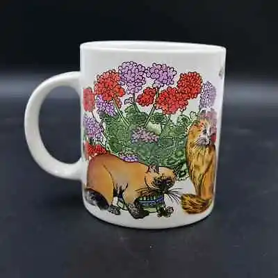 Vintage Dunoon Floral Cat Coffee Tea Mug Siamese Persian  • $28