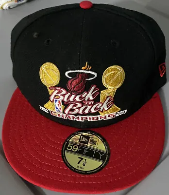 Miami Heat New Era 59FIFTY 2012&2013 Back To Back Champions Fitted Cap Hat 7 1/8 • $29.99
