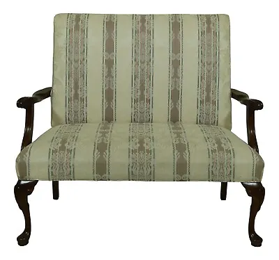 52045EC: Damask Upholstered Queen Anne Cherry Loveseat • $595