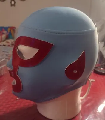 Nacho Libre Semiprofesional Mask In Light Blue And Red. Child Size From 5 To 9 Y • $65