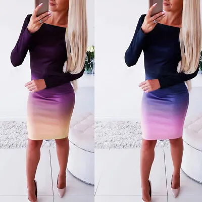 Dress Mini Bandage Evening Party Club Women Casual Long Sleeve Cocktail Bodycon • $16.68