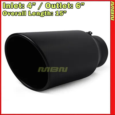 Angled Black 15 Inch 4 Inlet 6 Outlet Stainless Truck 202836 Bolt On Exhaust Tip • $44.49