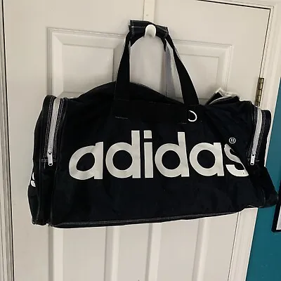 Vintage Black Adidas Duffle Bag Gym Travel Duffle 24 Inches Long • $20