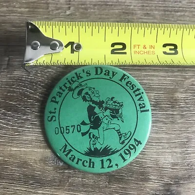 Vintage 1994 St. Patrick’s Day Festival Maple Lake Minnesota Button Badge • $18