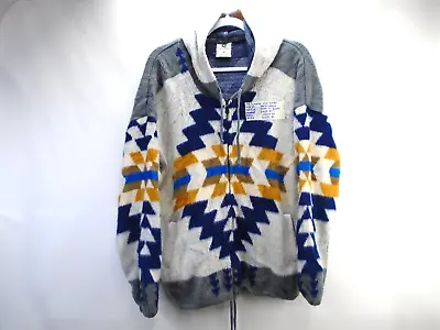 CAMPTEX Wool Full Zip Hooded Sweater Jacket Aztec Native Print Unisex Size M • $16.14