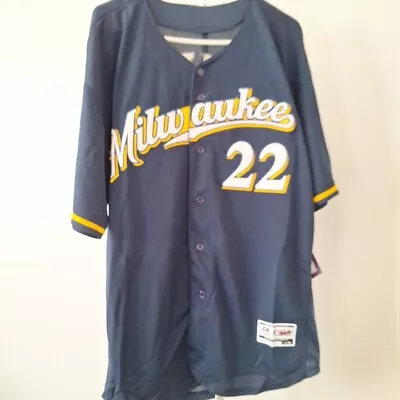 Majestic Authentic Milwaukee Brewers #22 Yelich Baseball Jersey Size 52 XXL • $60