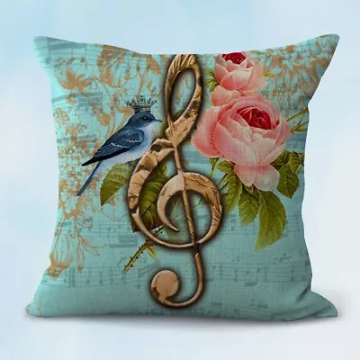  Pillow Case Covers Music Note Flower Rose Bird Cushion Cover • $15.98