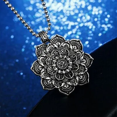 Chain Necklaces Mandala Lotus Flower Pendant Men Women Necklaces Amulet Jewelry • $13.74