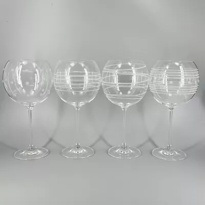 MIKASA CLEAR CRYSTAL CHEERS BALLOON WINE GLASSES 9 1/8 . Set Of 4 Etched • $34