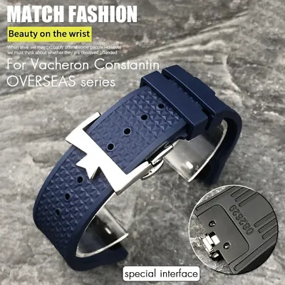 Convex Fluoros Rubber Watch Bands 24*7mm Fit For Vacheron Constantin Overseas • $125.39