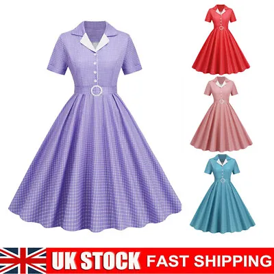 £17.57 • Buy UK Women Vintage 50s 60s Plaid Swing Rockabilly Party Cocktail Housewife Dresses