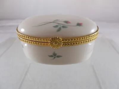 VTG Lenox Oval Hinged Rosebud Bone China Trinket Box • $12