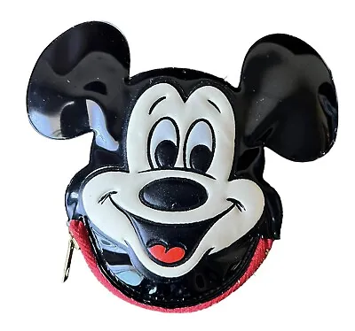 Vintage Walt Disney Mickey Mouse Vinyl Head Shaped Change Purse Squeaks • $18