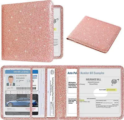 Car Registration And Insurance Holder Folio Leather Vehicle Card Document Glove • $13.08