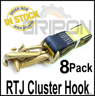 8x RTJ Cluster Hook Straps 2  X 8' Towing Car Wrecker Trailer Hauler Tie Down • $109.96